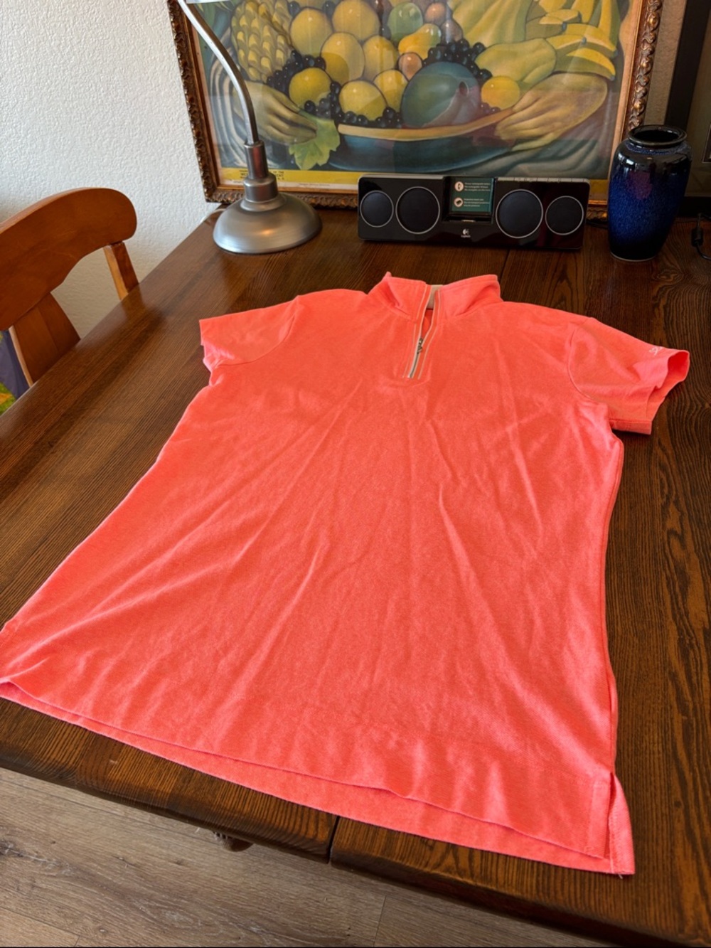 Daily Sports Coral Pink Short-Sleeve Zip Mock Neck Tee